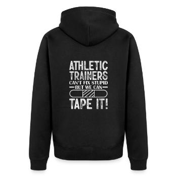 Sportmediziner Sportmedizin Athletiktrainer - Unisex Premium Bio Zip Hoodie - Schwarz - Hinten - Nico (187cm)