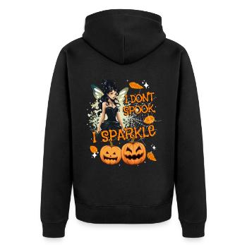 Halloween-Fee Verkleidung I don't spook, I sparkle - Unisex Premium Bio Zip Hoodie - Schwarz - Hinten - Nico (187cm)