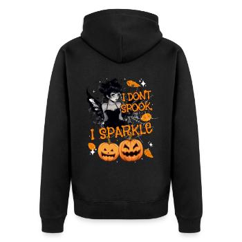 Halloween-Fee Verkleidung I don't spook, I sparkle - Unisex Premium Bio Zip Hoodie - Schwarz - Hinten - Nico (187cm)