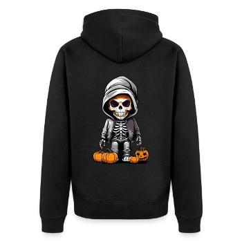 Squelette cool avec design d’Halloween à la citrouille - Veste à capuche bio Premium Unisexe - noir - Dos - Nico (187cm)