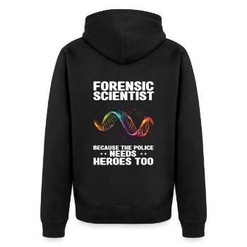 Forensischer Wissenschaftler und Kriminallabor - Unisex Premium Bio Zip Hoodie - Schwarz - Hinten - Nico (187cm)