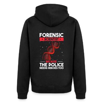 Gerichtsmediziner und Forensischer Analyst - Unisex Premium Bio Zip Hoodie - Schwarz - Hinten - Nico (187cm)