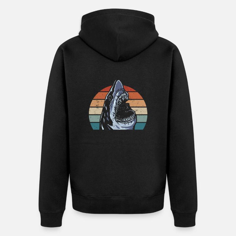 Megalodon avec rétro - Requin Megalodon - Veste à capuche bio Premium Unisexe - noir