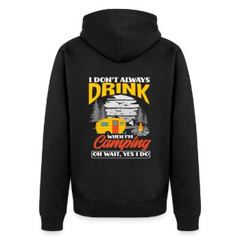 Funny Caravan Camper Drink Camping Camper - Unisex Premium Organic Zip Hoodie - black - Back - Nico (187cm)