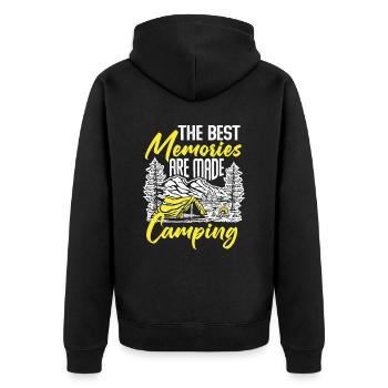 Zelten Erinnerungen Campingplatz Camping Camper - Unisex Premium Bio Zip Hoodie - Schwarz - Hinten - Nico (187cm)
