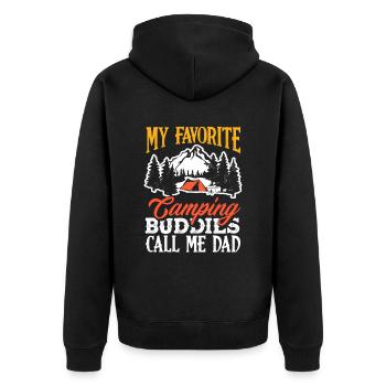 Camping friends call me Papa Camper - Unisex Premium Organic Zip Hoodie - black - Back - Nico (187cm)