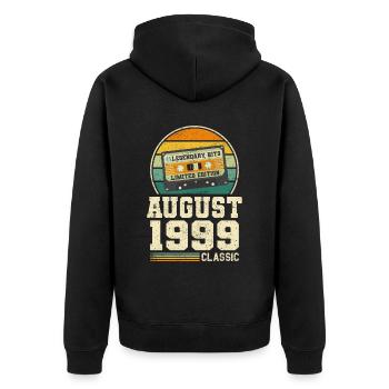 24th Birthday August Vintage 1999 Vintage - Unisex Premium Organic Zip Hoodie - black - Back - Nico (187cm)
