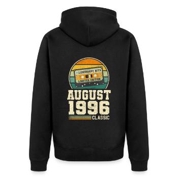 27th Birthday August Vintage 1996 Vintage - Unisex Premium Organic Zip Hoodie - black - Back - Nico (187cm)