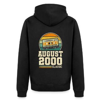 23ème anniversaire août millésime 2000 millésime - Veste à capuche bio Premium Unisexe - noir - Dos - Nico (187cm)
