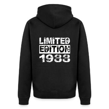 Limited Edition 1988 Geburtstag 1988 Geburtstag - Unisex Premium Bio Zip Hoodie - Schwarz - Hinten - Nico (187cm)