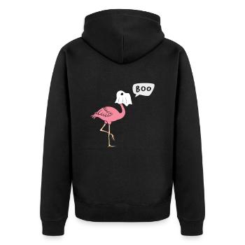 Halloween Boo Flamingo Trick or Treat - Unisex Premium Bio Zip Hoodie - Schwarz - Hinten - Nico (187cm)