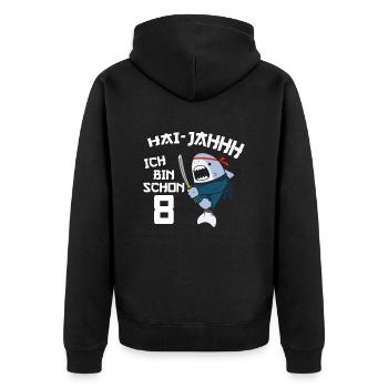 8. Geburtstag Ninja 8 Jahre Ninja Hai Kostüm - Unisex Premium Bio Zip Hoodie - Schwarz - Hinten - Nico (187cm)