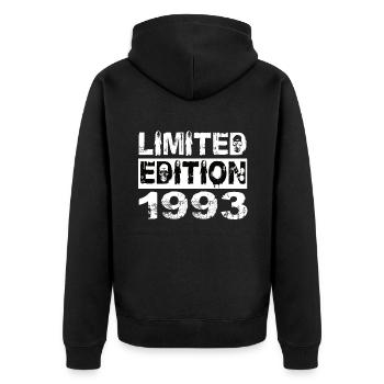 Limited Edition 1993 Geburtstag 1993 Geburtstag - Unisex Premium Bio Zip Hoodie - Schwarz - Hinten - Nico (187cm)