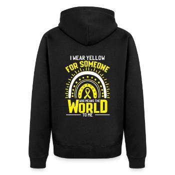 I Wear Yellow For Someone Who Means The World - Unisex Premium Organic Zip Hoodie - black - Back - Nico (187cm)