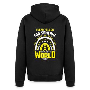 I Wear Yellow For Someone Sarcoma Cancer - Unisex Premium Organic Zip Hoodie - black - Back - Nico (187cm)