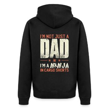 Papa Vatertag Ninja Witz Papa Witze Lustig - Unisex Premium Bio Zip Hoodie - Schwarz - Hinten - Nico (187cm)
