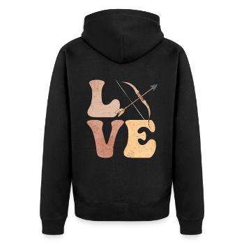 Bow & Arrow Hunting Bow & Arrow Hunters - Unisex Premium Organic Zip Hoodie - black - Back - Nico (187cm)