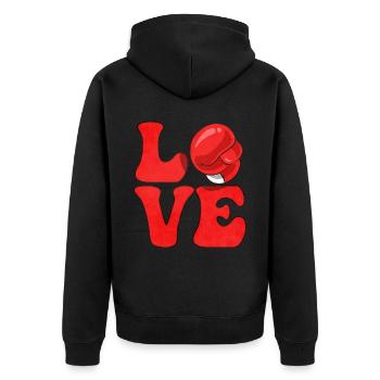 Boxer Boxen - Unisex Premium Bio Zip Hoodie - Schwarz - Hinten - Nico (187cm)