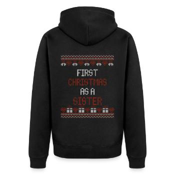 Premier Noël en tant que sœur - Noël - Veste à capuche bio Premium Unisexe - noir - Dos - Nico (187cm)