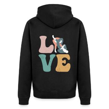 Brasilianisches Jiu Jitsu BJJ Kampfsportarten - Unisex Premium Bio Zip Hoodie - Schwarz - Hinten - Nico (187cm)