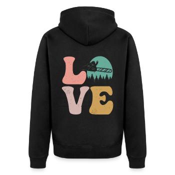 Niederlassungsleiter Baumpfleger Holzfäller Ketten - Unisex Premium Bio Zip Hoodie - Schwarz - Hinten - Nico (187cm)