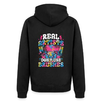 Cool Artistry Pouring Color Acrylic Painting - Unisex Premium Organic Zip Hoodie - black - Back - Nico (187cm)