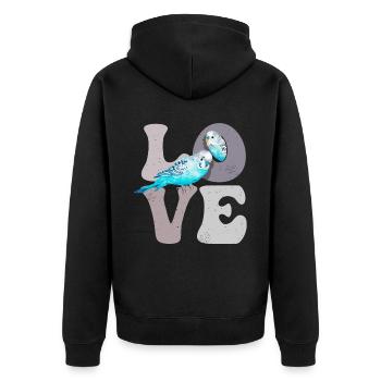 Budgie Budgie Parrot - Unisex Premium Organic Zip Hoodie - black - Back - Nico (187cm)