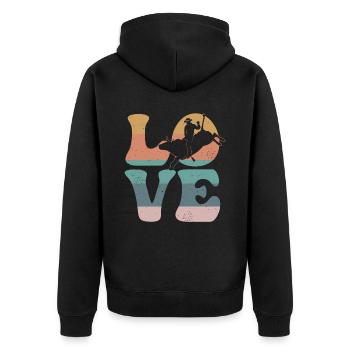 Bullenreiter Bullenreiten - Unisex Premium Bio Zip Hoodie - Schwarz - Hinten - Nico (187cm)