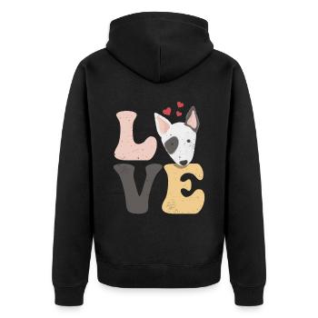 Bull Terrier Hund - Unisex Premium Bio Zip Hoodie - Schwarz - Hinten - Nico (187cm)