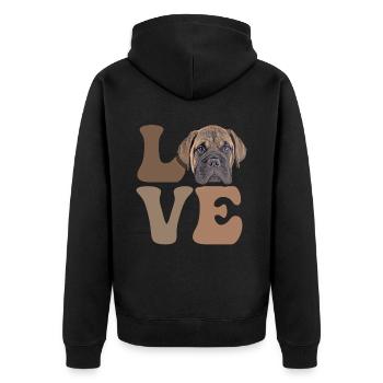 Bullmastiff Hund - Unisex Premium Bio Zip Hoodie - Schwarz - Hinten - Nico (187cm)