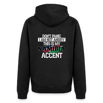 Namibia - Unisex Premium Bio Zip Hoodie - Schwarz - Hinten - Nico (187cm)
