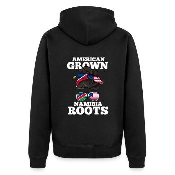 Namibia - Unisex Premium Bio Zip Hoodie - Schwarz - Hinten - Nico (187cm)