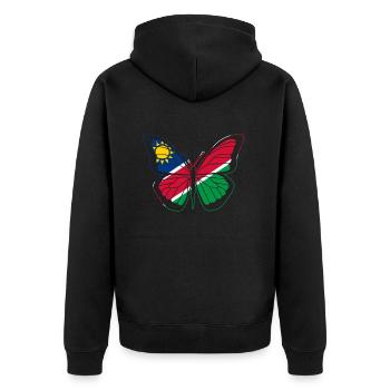 Namibia - Unisex Premium Bio Zip Hoodie - Schwarz - Hinten - Nico (187cm)