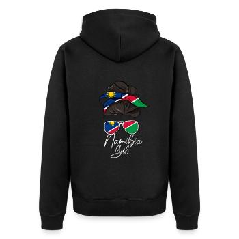 Namibia - Unisex Premium Bio Zip Hoodie - Schwarz - Hinten - Nico (187cm)