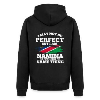 Namibia - Unisex Premium Bio Zip Hoodie - Schwarz - Hinten - Nico (187cm)