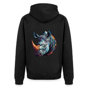 Portrait de rhinocéros - Veste à capuche bio Premium Unisexe - noir - Dos - Nico (187cm)