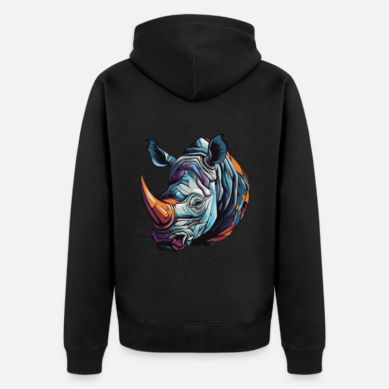 Portrait de rhinocéros - Veste à capuche bio Premium Unisexe - noir