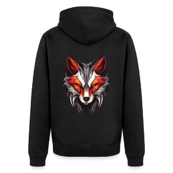 Fuchs Portrait - Unisex Premium Bio Zip Hoodie - Schwarz - Hinten - Nico (187cm)