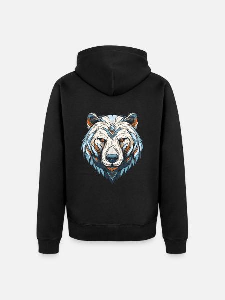 Eisbär Portrait Polar bär - Unisex Premium Bio Zip Hoodie - Schwarz