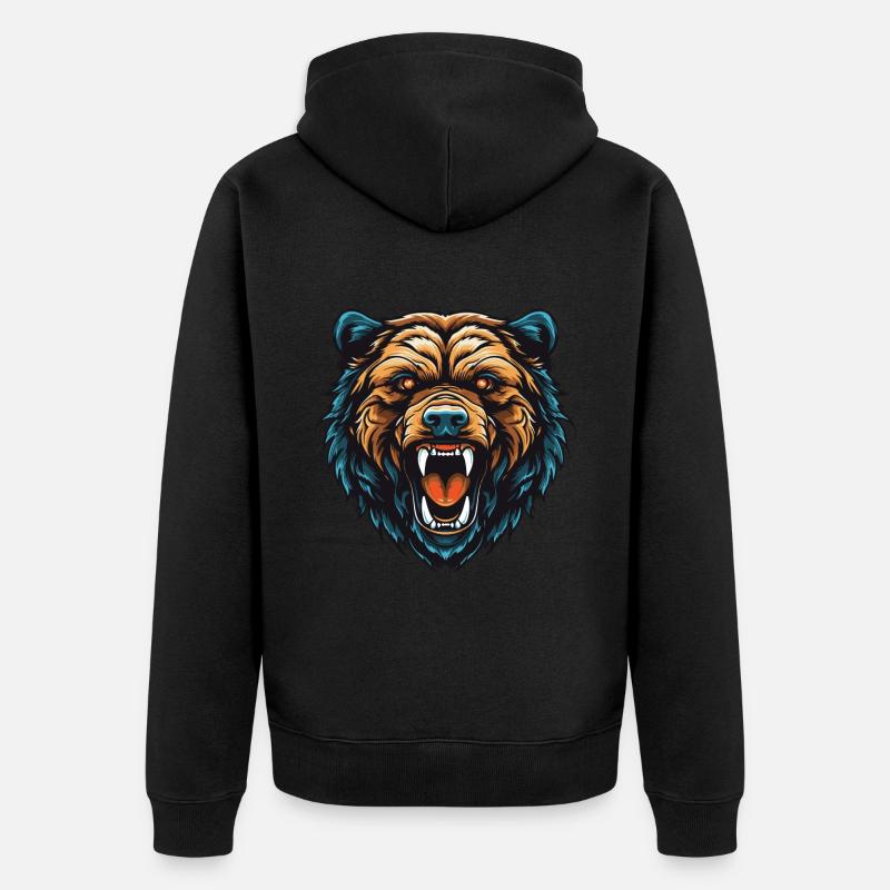 Portrait d’ours - Veste à capuche bio Premium Unisexe - noir