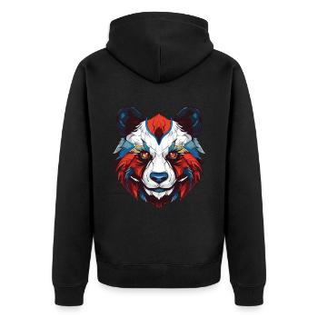 Panda Portrait - Unisex Premium Bio Zip Hoodie - Schwarz - Hinten - Nico (187cm)