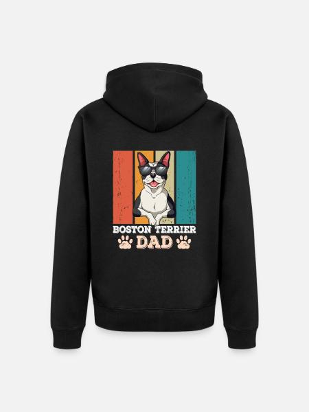 Boston Terrier Dad - Unisex Premium Organic Zip Hoodie - black