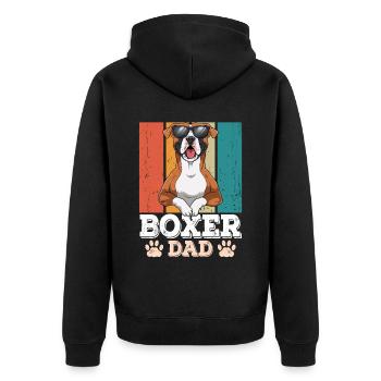 Boxer Dad - Unisex Premium Bio Zip Hoodie - Schwarz - Hinten - Nico (187cm)