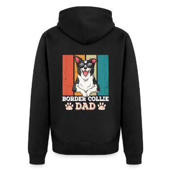 Border Collie Dad - Unisex Premium Bio Zip Hoodie - Schwarz - Hinten - Nico (187cm)