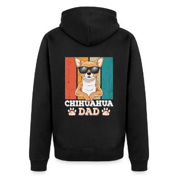 Chihuahua Dad - Unisex Premium Bio Zip Hoodie - Schwarz - Hinten - Nico (187cm)