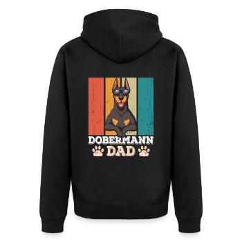 Dobermann Dad - Unisex Premium Bio Zip Hoodie - Schwarz - Hinten - Nico (187cm)
