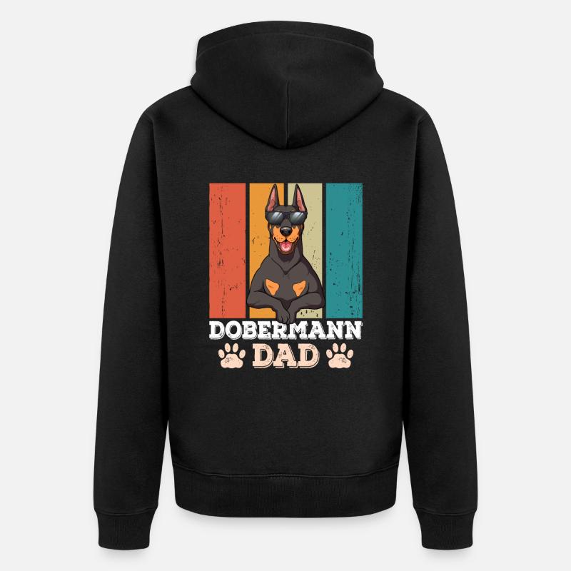 Dobermann Dad - Unisex Premium Bio Zip Hoodie - Schwarz