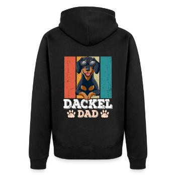 Dachshund Dad - Unisex Premium Organic Zip Hoodie - black - Back - Nico (187cm)