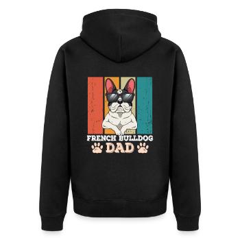 French Bulldog Dad - Unisex Premium Bio Zip Hoodie - Schwarz - Hinten - Nico (187cm)