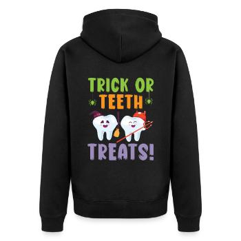 Truc ou friandise pour les dents! - Veste à capuche bio Premium Unisexe - noir - Dos - Nico (187cm)
